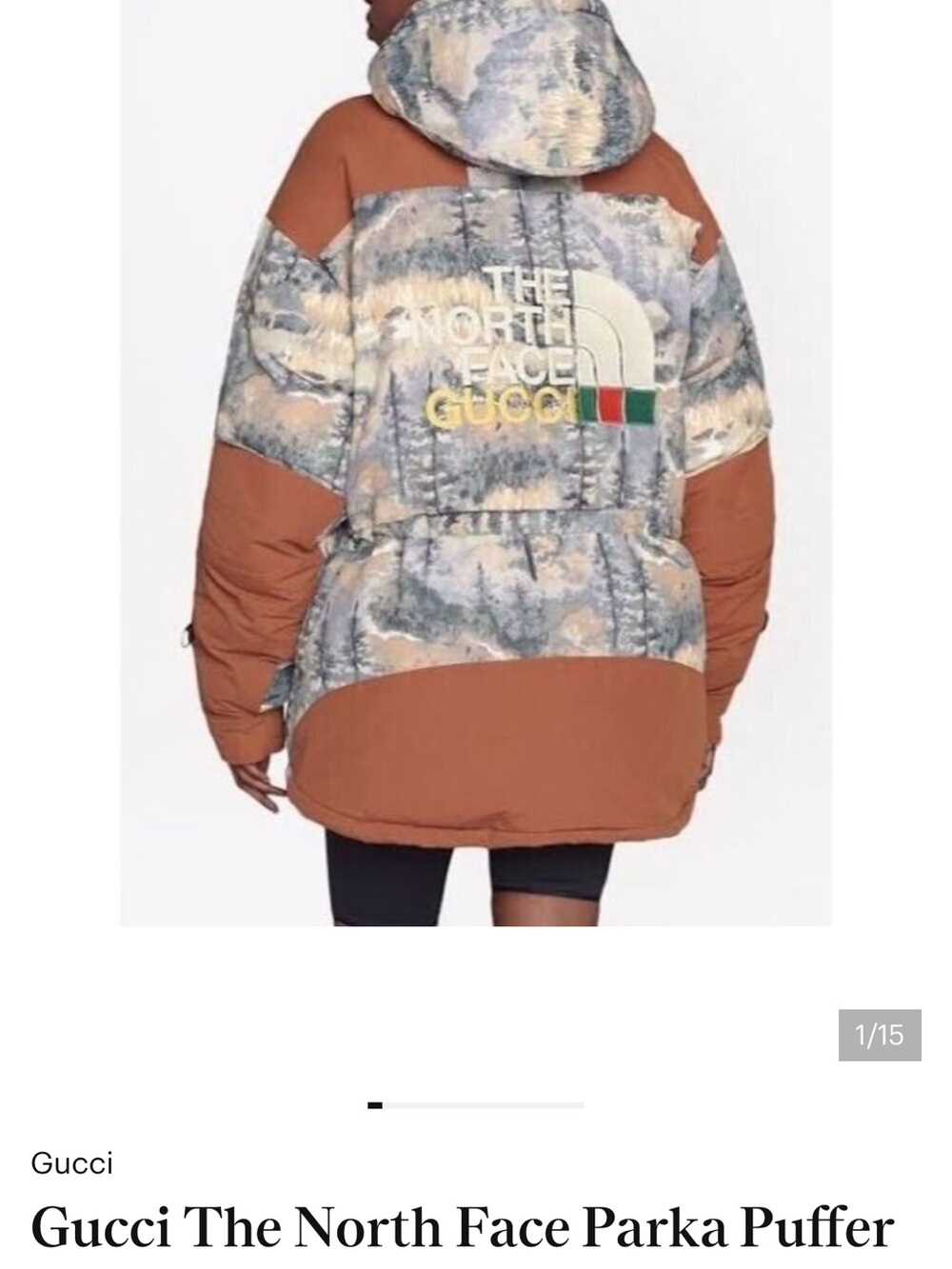Gucci The North Face Rust & Marbled Beige Hooded Puffer Parka